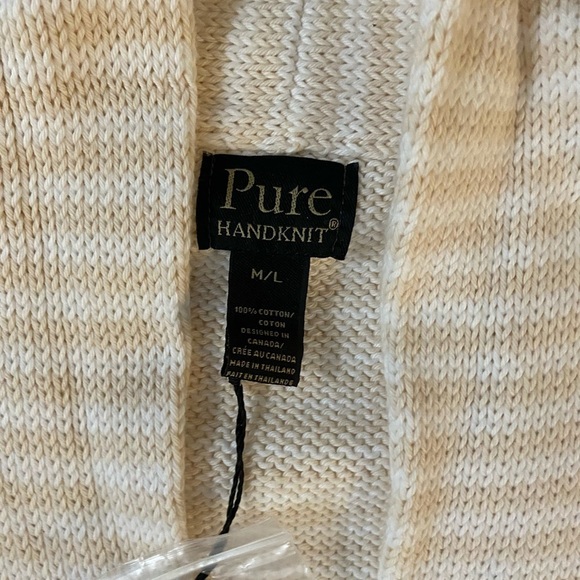 NWT Pure Handknit Ivory Classic Neutral Oatmeal Old Money Cardigan, M L - Picture 6 of 10
